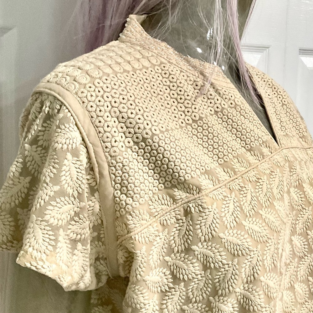 ANORA Beige Geometric Tunic Top Dress